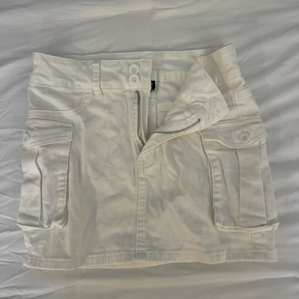 Women's White Cargo Skirt